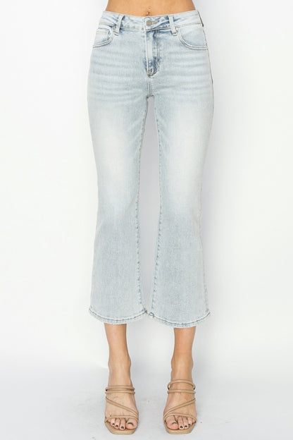 RISEN Full Size Mid Rise Cropped Flare Jeans