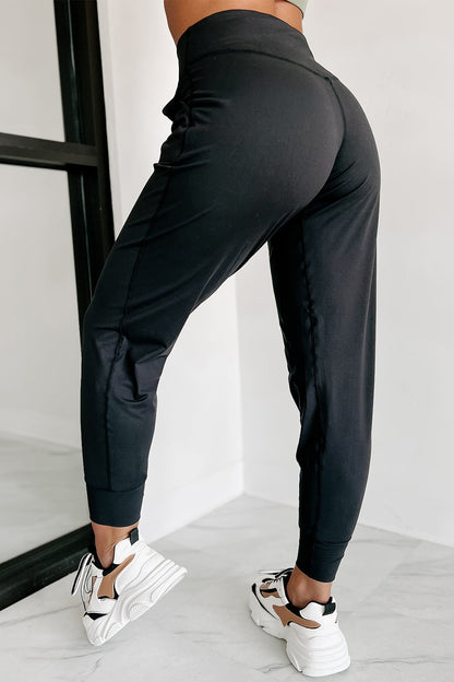 Medium Grey Exposed Seam High Waist Pocketed Joggers