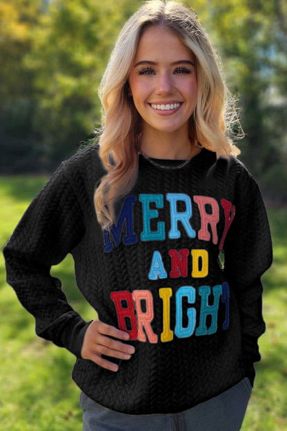 White Merry and Bright Quilted Sweatshirt