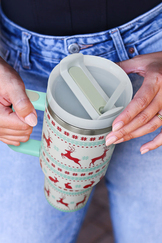 Blue Christmas Pattern Print Stainless Steel Tumblers