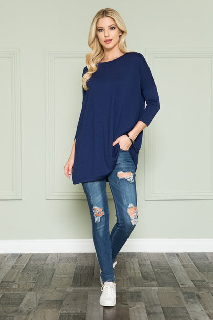 Solid Long Sleeve Tunic Top