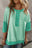 Bright Green Contrast Color Patchwork Oversized Henley T Shirt