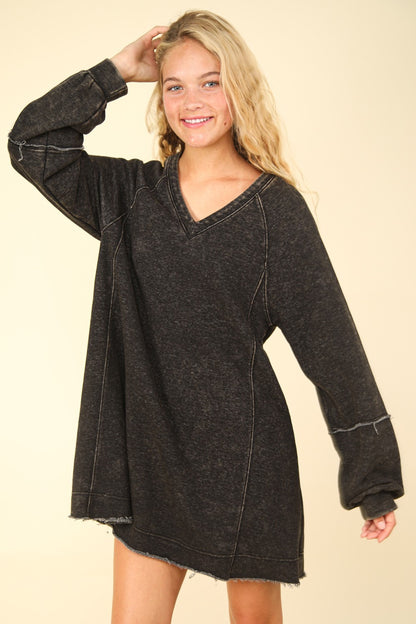 VERY J Mineral Washed Oversized A-Line Mini Dress