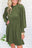 Green Smocked Lantern Sleeve Frilled Velvet Dress