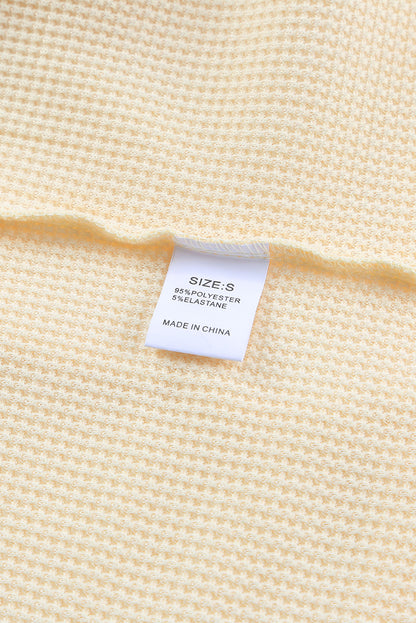 Apricot Waffle Texture Square Neck Pullover Top