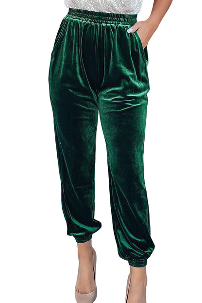 Green Vintage Pocket Velvet Jogger Pants