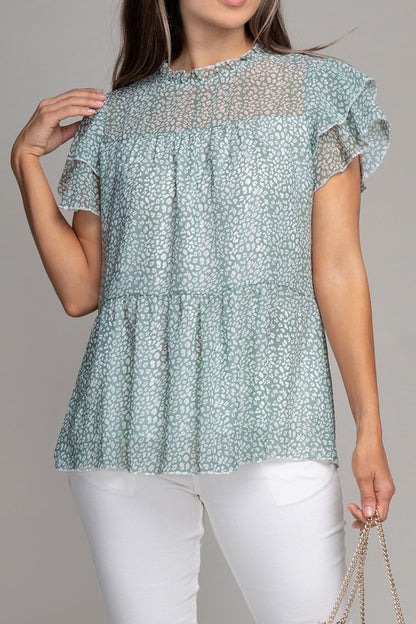 Tiered chiffon blouse