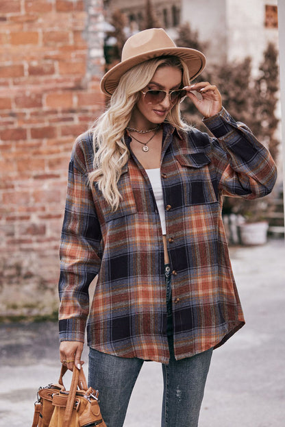 Multicolour Plaid Colorblock Button Up Shirt