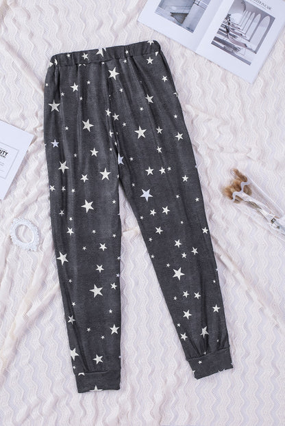 Star Print Elastic Waist Joggers