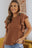 Brown Textured Butterfly Sleeve Summer Top for Women