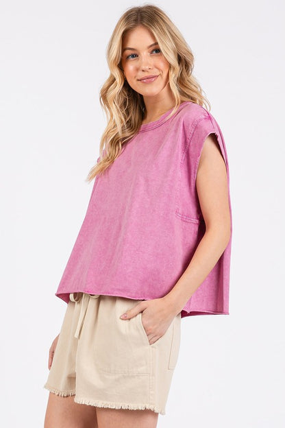 Mittoshop Round Neck Cap Sleeve T-Shirt