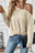 Apricot Ribbed Asymmetrical Neck Batwing Sleeve Twist Hem Top