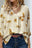 Apricot Cheetah Print Tab Sleeve Loose Fit V Neck Blouse