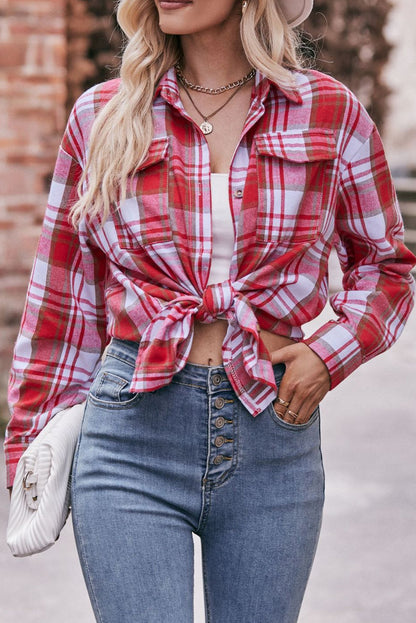 Multicolour Plaid Colorblock Button Up Shirt