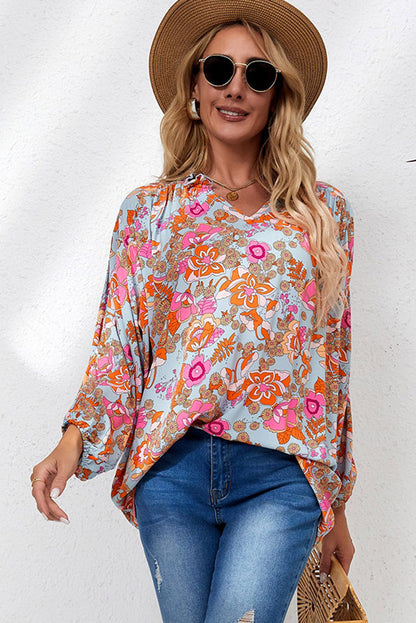 Boho Wide Sleeve Smocked Waist Floral Dress