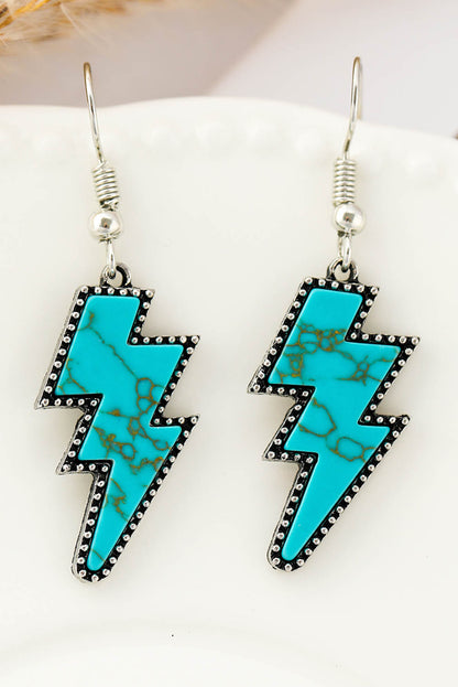 Marble Texture Retro Lightning Bolt Earrings