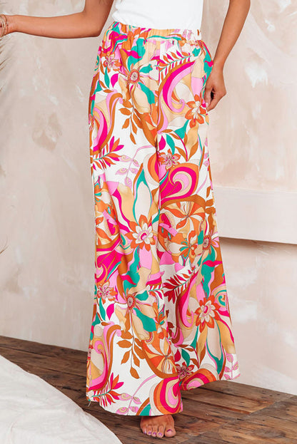 Floral Print Wide Leg Pants