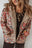 Khaki Vintage Paisley Floral Printed Sherpa Lined Hooded Jacket