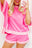 Sachet Pink Terry Cloth Patchwork Oversized Top & Shorts Set