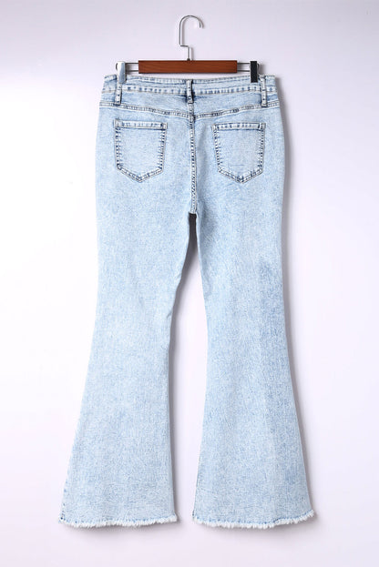 Distressed Acid Wash Flare Jeans