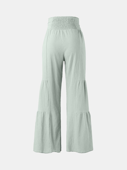 Tied Ruched Wide Leg Pants