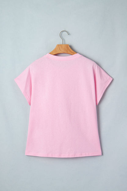 Black Leopard Bow Embroidered Cotton Round Neck T Shirt