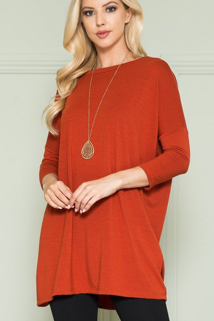 Solid Long Sleeve Tunic Top