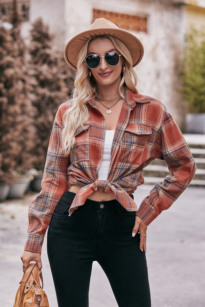 Multicolour Plaid Colorblock Button Up Shirt