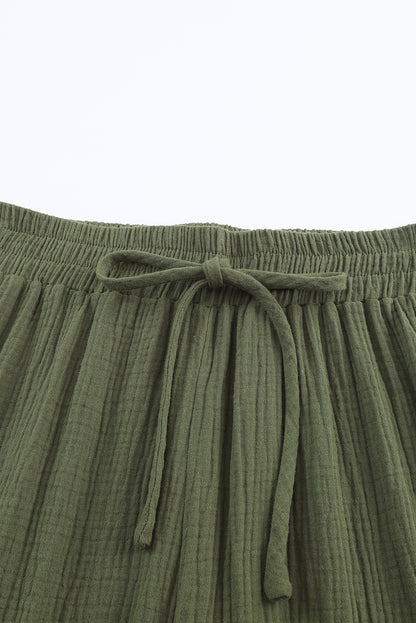 Crinkle Textured Wide Leg Pants