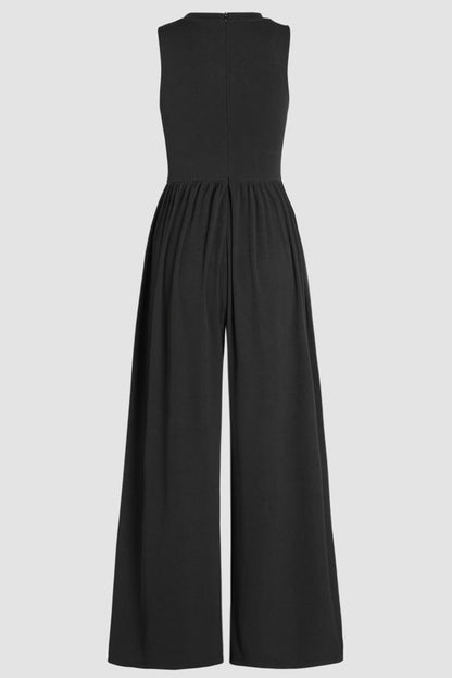 Medium Grey Sleeveless High Waist Wide Leg Jumpsuit