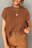 Chestnut Cable Knit Round Neck Short Sleeve Sweater