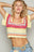 POL Openwork Ethnic Pattern Square Neck Cropped Knit Top
