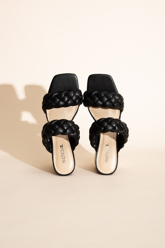 BUGGY-S BRAIDED STRAP MULE HEELS