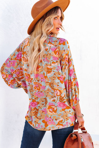 Boho Wide Sleeve Smocked Waist Floral Dress