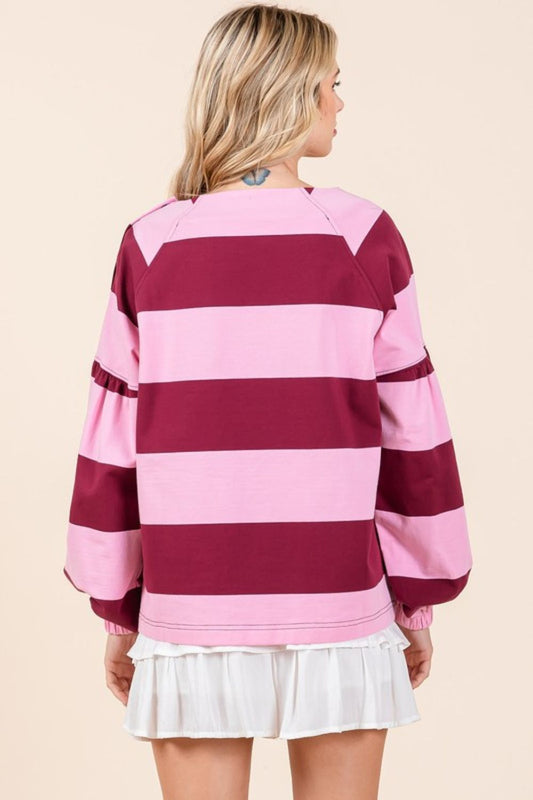 Mittoshop Striped Snap Shoulder Long Sleeve T-Shirt