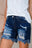 Distressed Skinny Fit High Waist Denim Shorts