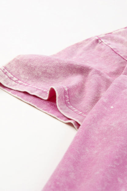 Pink Vintage Star Printed Mineral Wash Tee