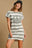 Umgee Peace Applique Striped Short Sleeve Mini Dress