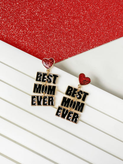 PREORDER: Best Mom Ever Enamel Dangle Earrings