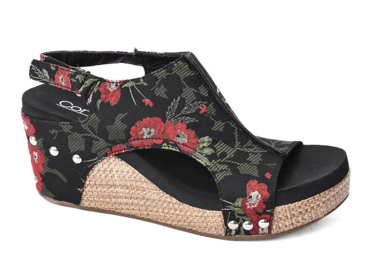 Red Floral Carley wedges