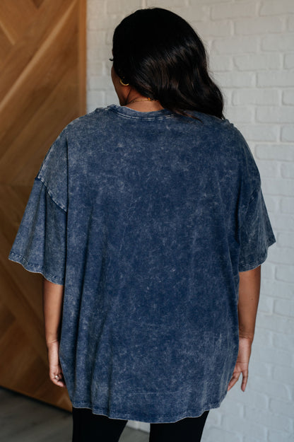 Don't Mind Me Mineral Wash Drop Shoulder Tee in Blackberry