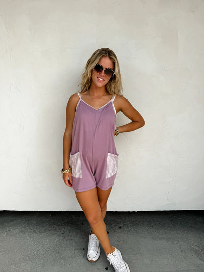 PREORDER: Taylor Stripe Pocket Romper in Four Colors