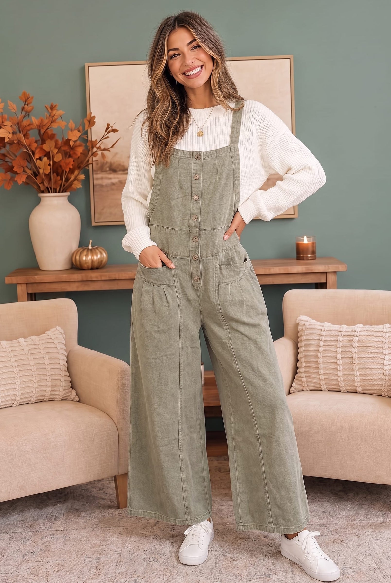 Olive You So Much Wide Leg Overall