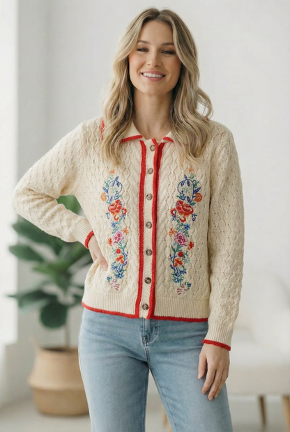 Vintage Blooms Embroidered Cardigan