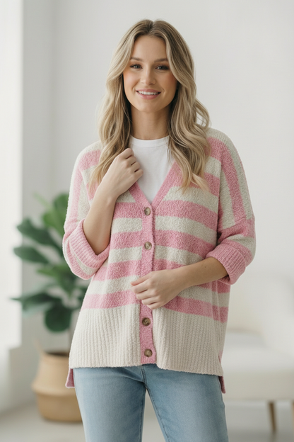 Hometown Heart Striped Cardigan