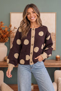 Dotty For You Chocolate Polka Dot Knit Cardigan