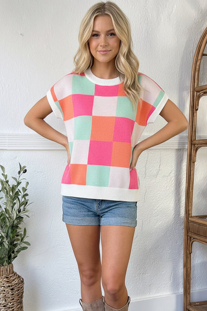 Hot Pink Sugar Rush Checkered Top