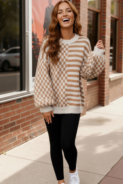 Cozy Crossroads Taupe Sweater