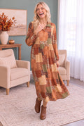 Patchwork Dreams Long Sleeve Midi Dress