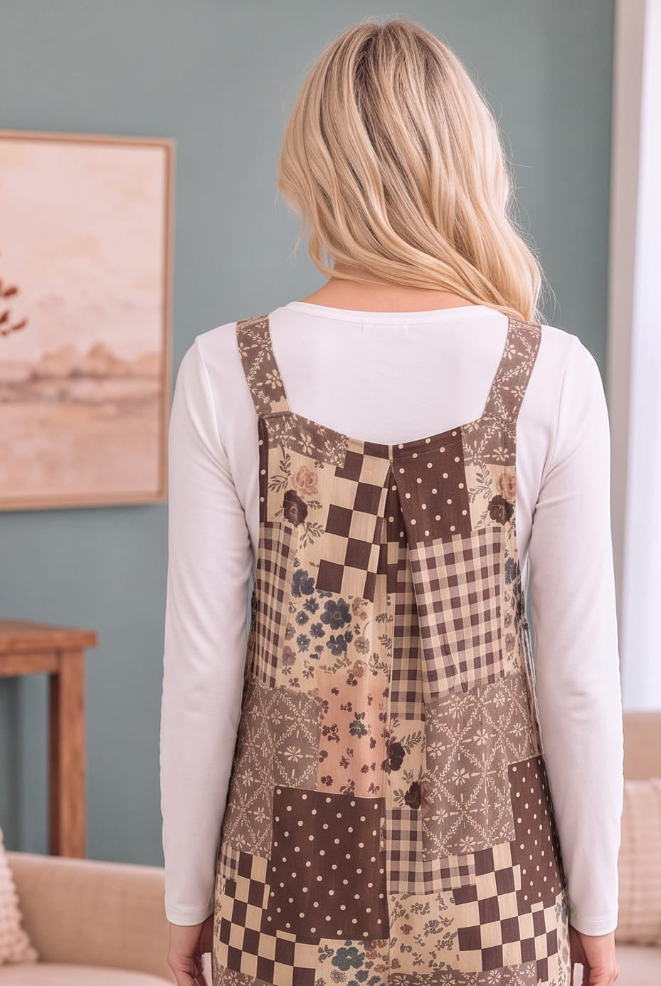 Cozy Patchwork Dreams Wide Leg Overall Set